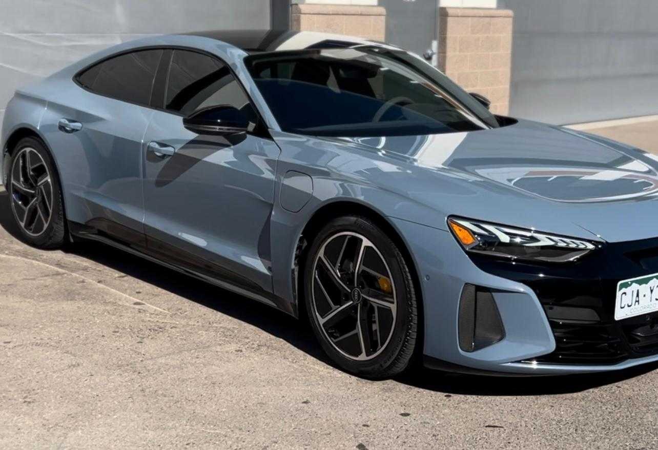 Audi E-Tron after the best detailing service, featuring a flawless ceramic coating and high-gloss finish, providing exceptional protection against scratches, dirt, water spots, and UV damage for a sleek, long-lasting shine