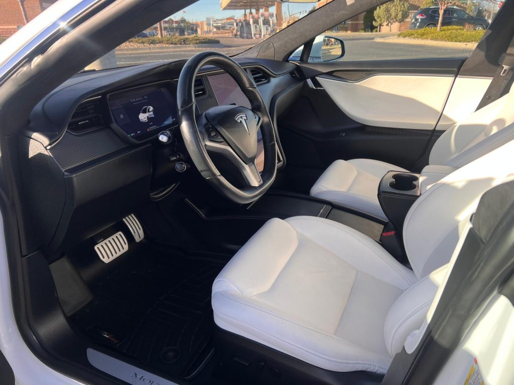 Interior detailing in Parker CO - Tesla seats and dash deep cleaned and restored